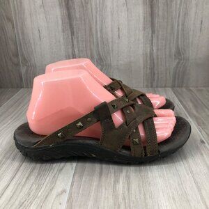 Skechers Sandals Womens 7 Reggae Rockin Brown Leather Slip On Thong Shoes